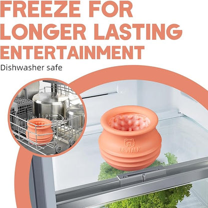 Dog Enrichment Treat Toy, Long-Lasting Wobbly Interactive Freeze Lick Toys for Dogs, Stuffable Puzzle Feeder Toy for Boredom, Silicone Treat Dispensing Chew Toy (Pastel Orange,M)