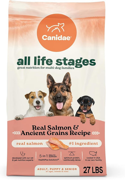 Canidae All Life Stages Real Salmon & Ancient Grains Recipe – High Protein Premium Dry Dog Food for All Ages, Breeds, and Sizes– 27 lbs.