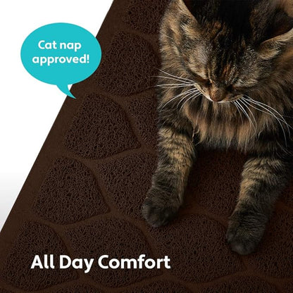 MIGHTY MONKEY Waterproof BPA Free Cat Litter Box Trapping Mat, Easy Clean Floors, Textured Backing, Soft on Sensitive Kitty Paws, Cats Accessories, Less Waste, Stays in Place, 35x23, Chocolate