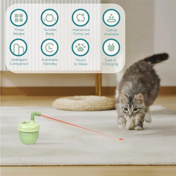 CALEMBOU Cat Laser Toy,Pet Automatic Laser Cat Toys for Indoor Cats Kitten Tumbler Interaction Toys, USB Charging, 360 Degree Irregular Rotation Three Adjustable Modes