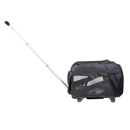 dbest products Smart Cart Pet Carrier with Wheels, Airline Approved Dog and Cat Carrier with Telescoping Handle, 21x12x12in, 24 lb Capacity, Black