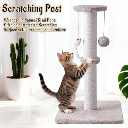 2 Pack Cat Scratching Post, 19.2in Kitten Scratcher Post, Sisal Rope with Hanging Ball and Mice for Indoor Kittens or Smaller Cats