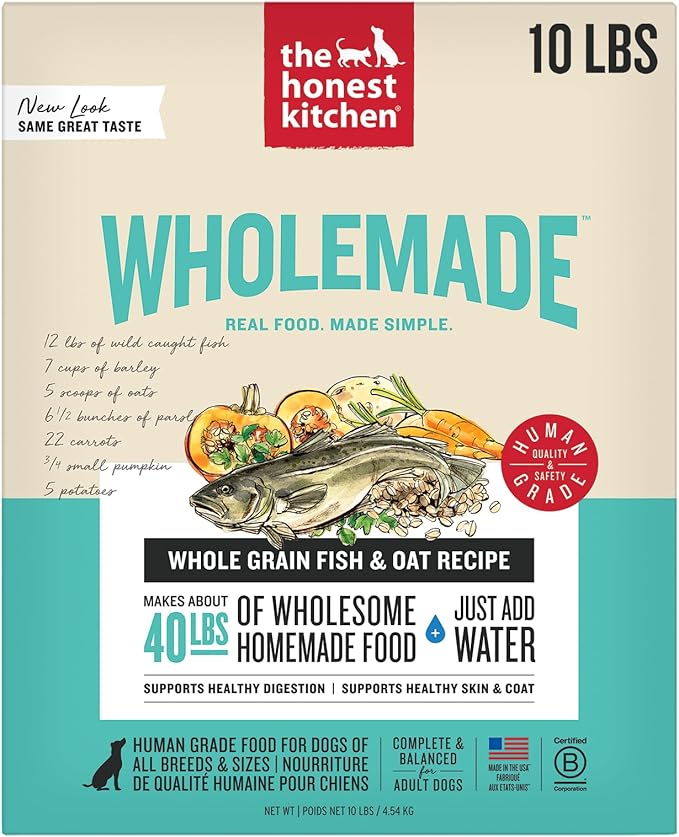 The Honest Kitchen Human Grade Wholemade™ Dehydrated Whole Grain Fish & Oats Dog Food, 10 lb Box