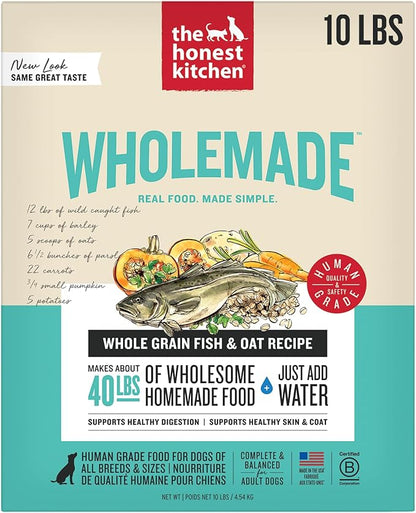 The Honest Kitchen Human Grade Wholemade™ Dehydrated Whole Grain Fish & Oats Dog Food, 10 lb Box