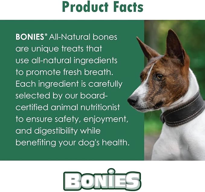 Bonies Natural Breath and Dental Formula Medium-Sized Single Bone - All-Natural Ingredients, Fresh Breath, Cleans Teeth, Low Calories, Chicken Flavor, Medium Dogs, 1 Bone