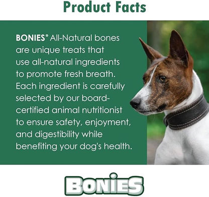 Bonies Natural Breath and Dental Formula Medium-Sized Single Bone - All-Natural Ingredients, Fresh Breath, Cleans Teeth, Low Calories, Chicken Flavor, Medium Dogs, 1 Bone