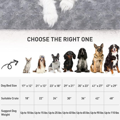 KSIIA Washable Dog Bed Deluxe Plush Dog Crate Beds Comfy Kennel Pad Anti-Slip Pet Sleeping Mat for Large, Jumbo, Medium, Small Dogs Breeds, 21" x 13", Dark Grey