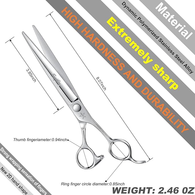 High-end Professional Dog Grooming Scissors Pet Grooming Shears 7.5 Inches Extremely Very Sharp Made Of Stainless Steel Alloy By Hand For Dog Cat Groomer