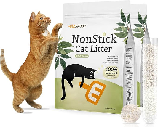 Non-Stick Ultra Clumping Cassava Tofu Cat Litter, Odor Control Low Tracking Kitty Litter Pellets, Plant-Base Natural Ingredients Cat-Litter, 9 lb X 2 Pack