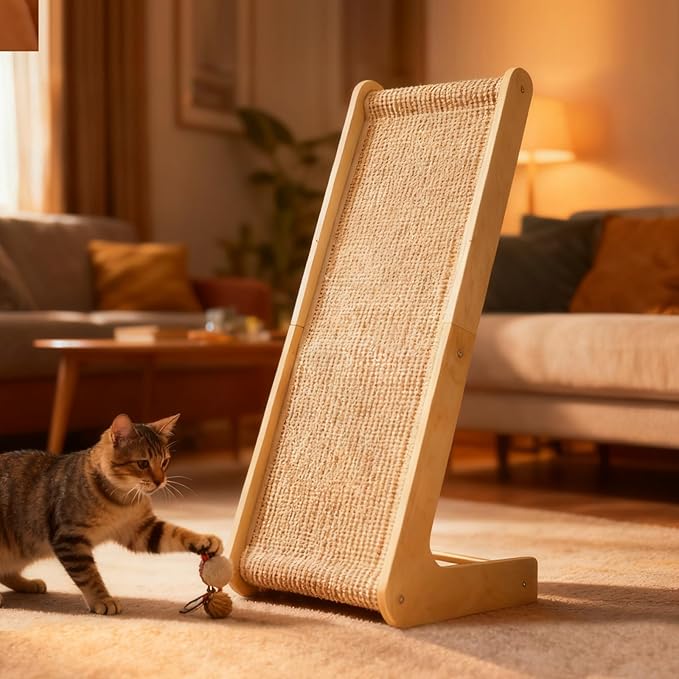 2-in-1 Cat Scratching Post with Replaceable Sisal Pads – Durable Scratcher Toy for Indoor Cats