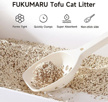 FUKUMARU Tofu Cat Litter, 12 LBS Clumping Cat Litter, Dust Free, Natural, Unscented, Flushable, Lightweight, Low Tracking, Mixed Apple Wood, 24/7 Odor Control, 6 lb x 2 Bags