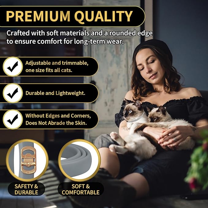 YOTANGO 4 Pack Flea Collar for Cats, 32 Months Flea and Tick Prevention for Cats, Waterproof Cat Flea Collar, Cat Flea and Tick Treatment, Adjustable Flea and Tick Collar for Cats Kittens-Black&Gray