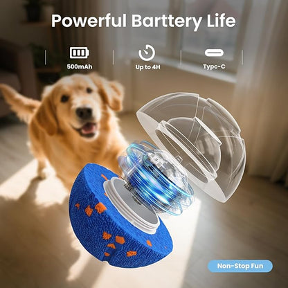Smart Interactive Dog Toy Ball - Auto Bouncing & Rolling, Chew-Resistant E-TPU Material, 3 Interactive Modes, IPX7 Waterproof, Smart Chase Pet Toy Ball for Medium and Large Dogs (Blue)