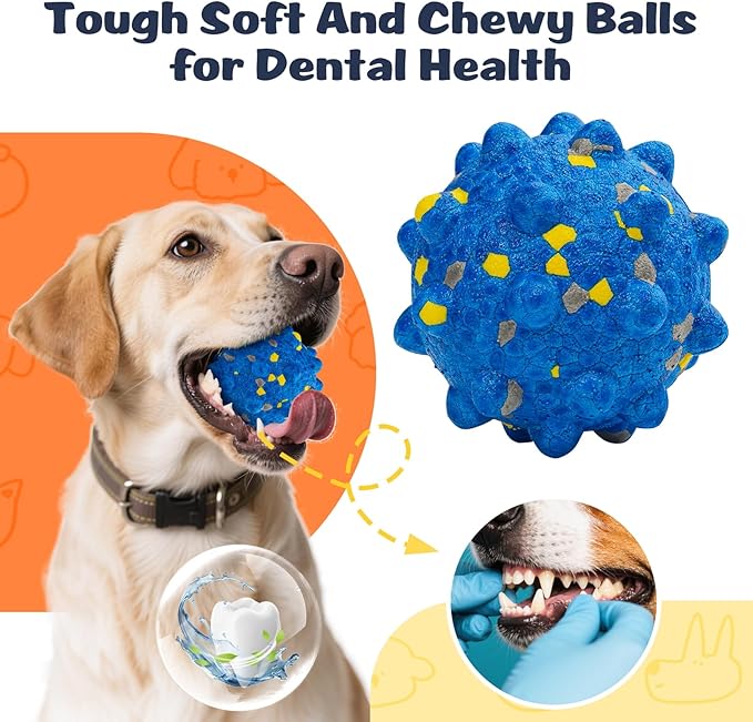 HIPPIH Dog Balls Interactive Tennis Balls for Dogs, Dog Toys for Aggressive Chewers, Tough Puppy Chew Toys for Teething, 3" Fetch Ball Water Toy for Small/Medium Breed, High Bouncy & Floating, 3 Pack