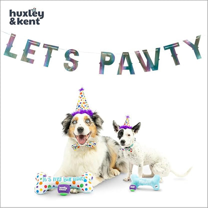 Huxley & Kent Celebration Box for Dogs - Fun Gift Set with Plush Squeaky Toys, Party Hat, Bow Tie & Banner - Birthday, Gotcha Day & Special Occasion Dog Set - Happy Barkday Box, Small