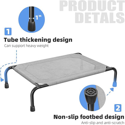 Simple Trending Elevated Dog Bed, Waterproof Small Pet Cot, Breathable Cooling Raised Pet Bed for Small Dogs Breeds Load 200lb, 36.5" x 22.5", Grey