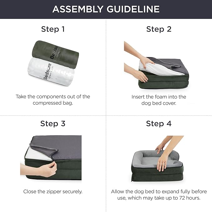 Bedsure Orthopedic Dog Beds for Small Dogs - Washable Small Dog Cat Bed Waterproof, Comfort Pet Couch Sofa with Washable Removable Cover, Pets Bed with Nonskid Bottom, Boreal Canopy Green, 24"