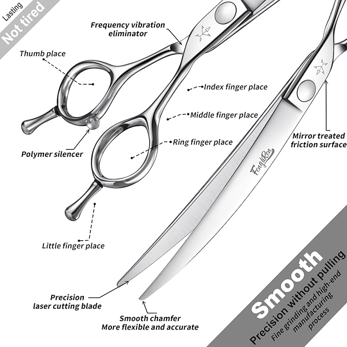 High-end Professional Dog Grooming Curved Scissors Pet Curved Shears 7.5 Inches Extremely Very Sharp Made Of Stainless Steel Alloy By Hand For Dog Cat Groomer