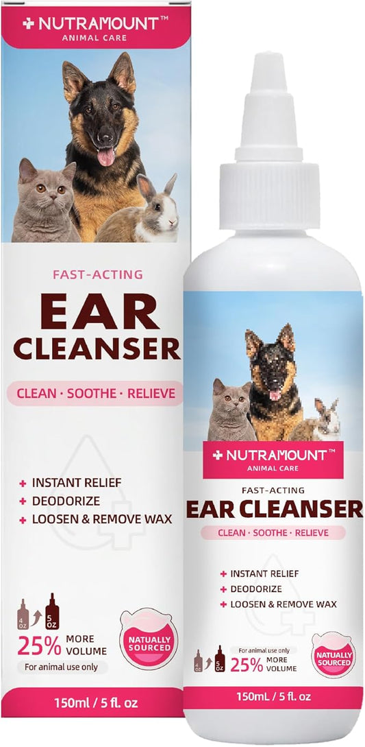 Ear Cleanser 150ml/5 fl.oz for Dogs, Cats and Livestock Cleanses Ear Canal Reduces Ear Odor
