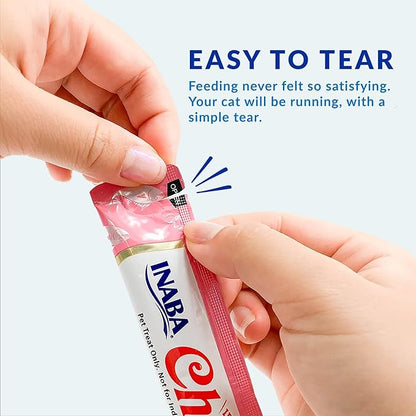 INABA Churu Cat Treats, Grain-Free, Lickable, Squeezable Creamy Purée Cat Treat/Topper with Vitamin E & Taurine, 0.5 Ounces Each Tube, 40 Tubes, Tuna Variety Box