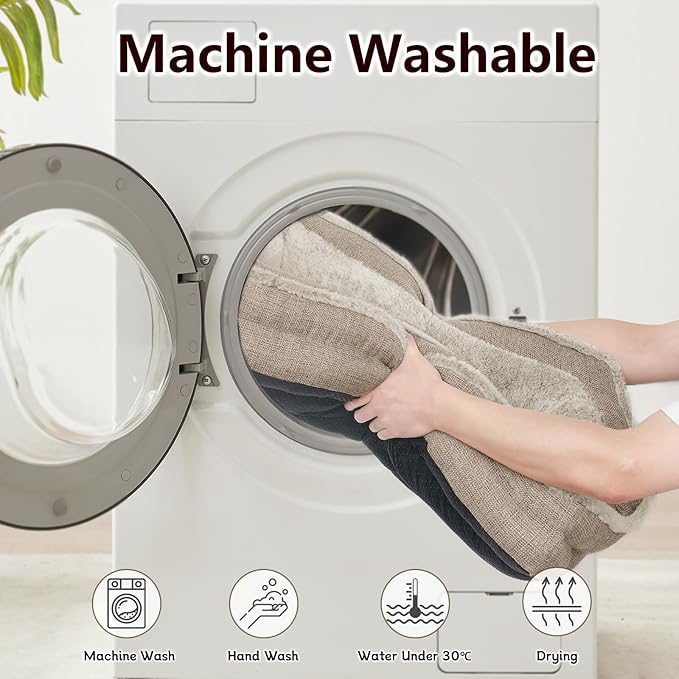 Cat Couch for Pets, Washable Cat Beds for Indoor Cats, Super Soft Plush Supportive Dog Couch Bed for Puppy and Kitten with Anti-Slip Bottom, 26inch, Beige