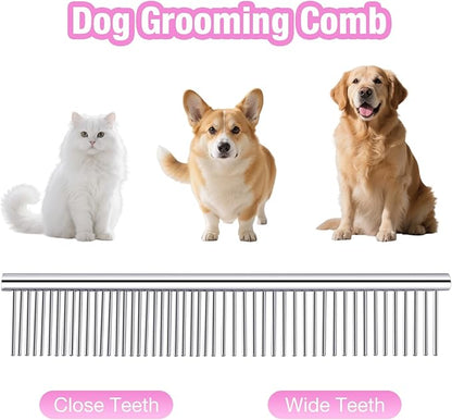 Dog Grooming Scissors Kit with Safety Round Tips, 3 in 1 Professional Dog Grooming Scissors, 4CR Stainless Steel Pet Grooming Shears, Sharp and Durable, Pink