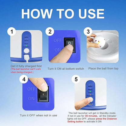 Automatic Dog Ball Launcher, Upgraded Interactive Dogs Balls Thrower for Small Dogs, Distance Adjustable Mental Stimulating Dog Toys with 4 Durable Etpu Balls 2.2 Inch (Blue)