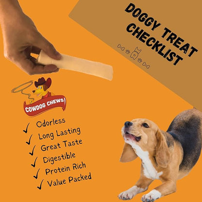 Cowdog Chews Beefhide Roll (7-8 inch) Long Lasting Dog Treat Bone, Great for Dental Health and Aggressive Chewers (40 Count)