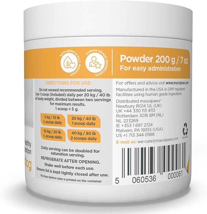 maxxipaws maxxidigest+ Prebiotic & Probiotic for Dogs 7oz | Dog Probiotic Powder with Advanced Digestive Enzymes for Gut Health & Immunity | Supports Digestion, Food Sensitivities & Itchy Skin
