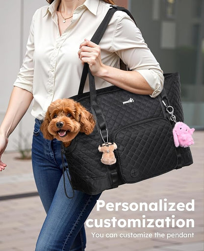 Pecute Dog Purse Carrier, Dog Carrier with Pockets for Small Dogs, Fits Dogs 7 lbs to 13 lbs, Cat and Puppies Tote Bag, Outing, Travel, Vet, XL,16.9" L x 7.9" W x 13.8" H, Black