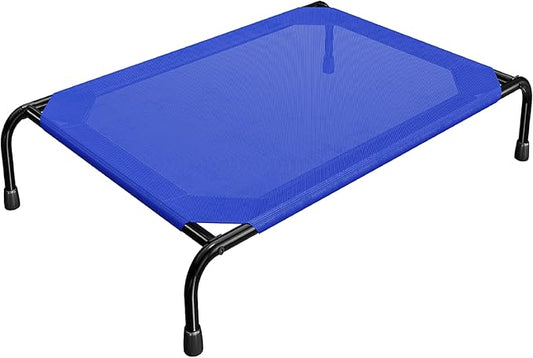 Simple Trending Raised Bed for Large Dog, Waterproof L Pet Cot, Breathable Big Bed Load 300lb, Blue