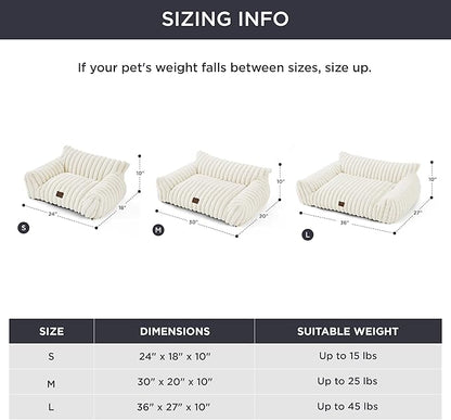 Bedsure Cute Dog Couch for Medium Dogs- Fluffy Pet Sofa, Dog Couch Bed with Removable, Washable Cover, Supportive Pet Bed for Medium Large Dogs, 36inch, Cream