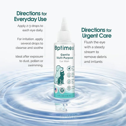 Gentle Multi-Purpose Eye Wash for Dogs & Cats-4 fl oz-Helps with Eye Infections, Redness, Irritation, Tear Stains & Discharge-Supports Pink Eye, Conjunctivitis & Dry Eye Relief-Vet Formulated