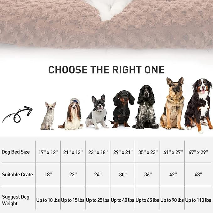 KSIIA Washable Dog Bed Deluxe Plush Dog Crate Beds Comfy Kennel Pad Anti-Slip Pet Sleeping Mat for Large, Jumbo, Medium, Small Dogs Breeds, 35" x 23", Brown