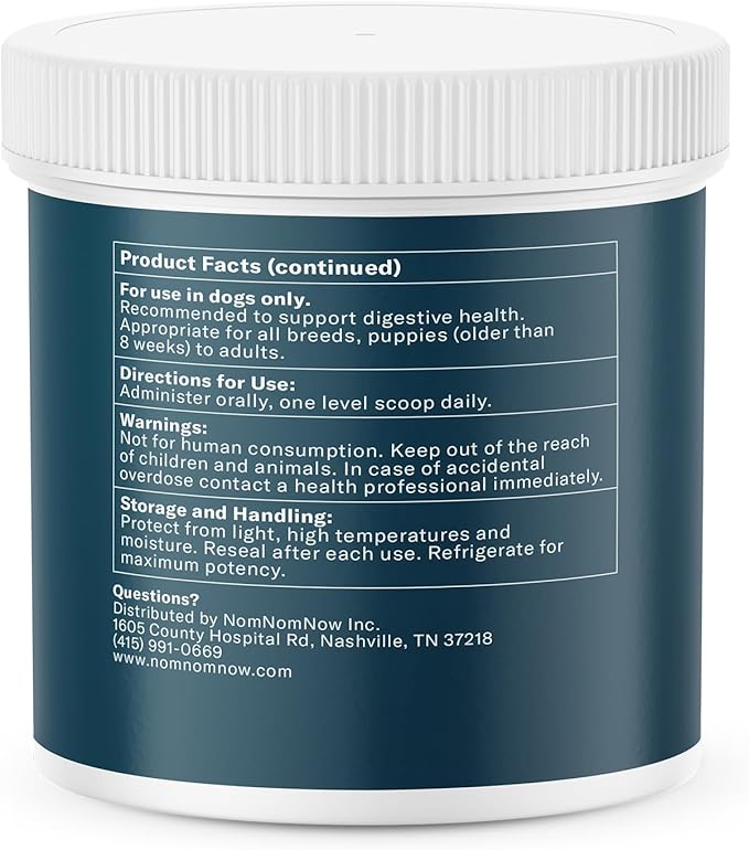 Nom Nom Dog Full Spectrum Probiotic Support Prebiotic Fiber and Inulin Powder Blend - Probiotic for Digestive, Immune, and Dog Allergy Health Preferences