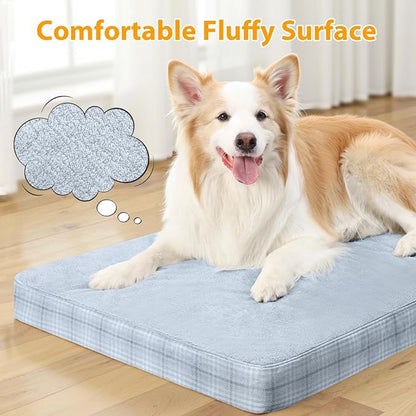 MIHIKK Washable Orthopedic Dog Bed for Large Dogs, XL Waterproof Pet Bed with Egg Crate Foam Strong Support, Machine Washable Cover & Anti-Slip Bottom & Durable Zipper 41x27(Gray)