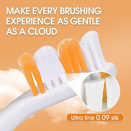 Dog Toothbrush – Newly Upgraded Dual-Head Design with 60° Wavy Bristles–Gently Surrounds Teeth for Deep Cleaning and Plaque Removal – Non-Slip Handle, Ideal for Daily Pet Dental Care (Orange, 2-Pack)
