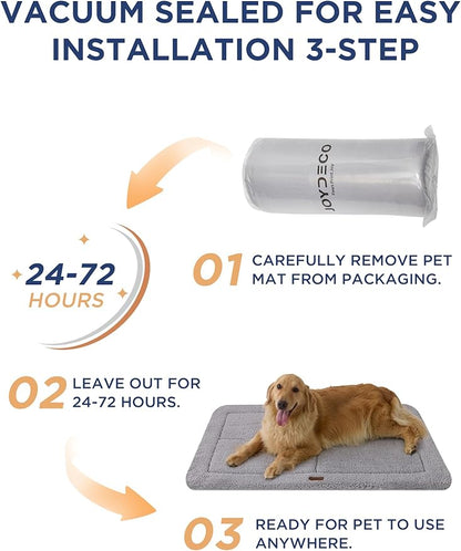 Joydeco Low Profile Dog Crate Mat Reversible Bed Pad, Washable Dog Pad Mat with Ultra Soft Fleece, Compact Design Kennel Beds Mats for Extra Large Jumbo Medium Small Pets, 48" x 30" Gray