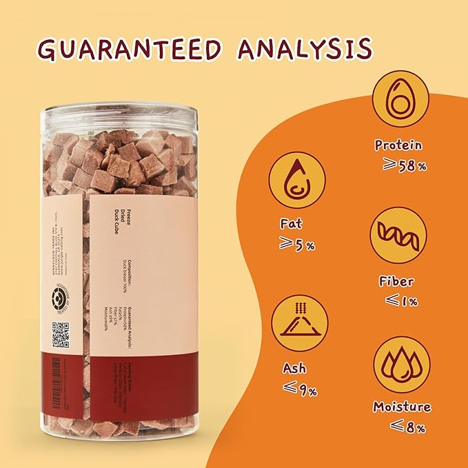Jungle Calling Freeze Dried Cat Treats, 9.17 oz Single Ingredient Duck Meat for Cats Puppy Dogs, High Protein Food Topper Cube Healthy Dog Treat, Rawhide Free Snacks for Training Bites
