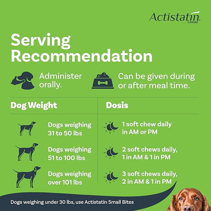 Actistatin Canine Large Dog Soft Chews, 120ct – Patented Extra-Strength Joint, Cartilage, Soft Tissue Supplement: Glucosamine, Chondroitin, Manganese, MSM, L-Carnitine – High Absorption, Fast Results