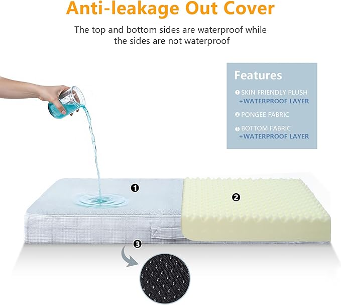 MIHIKK Washable Orthopedic Dog Bed for Large Dogs, XL Waterproof Pet Bed with Egg Crate Foam Strong Support, Machine Washable Cover & Anti-Slip Bottom & Durable Zipper 41x27(Gray)