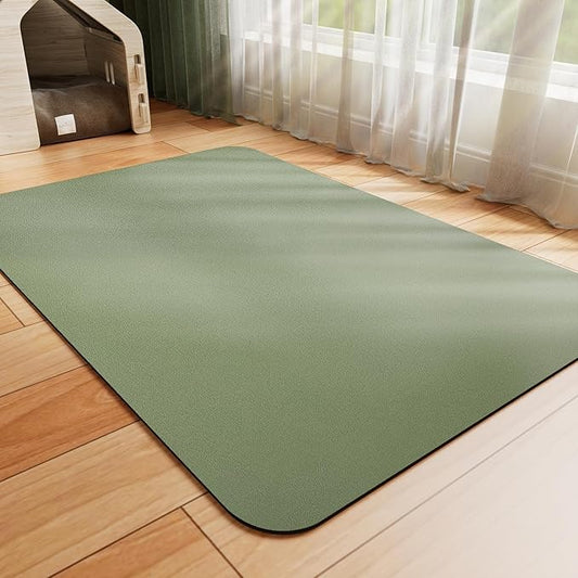 Pet Feeding Mat - Absorbent Dog Mat for Food and Water, No Stains Cat Bowl Mat, Easy to Clean Pet Placemats, Quick Dry Dog Water Dispenser Mat for Messy Drinkers | Green 16"x 24"