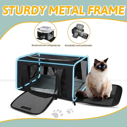 Petskd Pet Carrier 17x12x8.5 JetBlue Allegiant Airline Approved,Pet Travel Carrier Bag for Small Cats and Dogs, Soft Dog Carrier for 1-8 LBS Pets,Dog Cat Carrier with Safety Lock Zipper(Black)