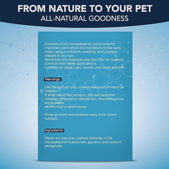NOVEHA Pet Gel Eye Drops with 0.3% Viscoadaptive Hyaluronan | Eye Solution for Severe Dry Eyes - Long Lasting Hydration, Reduces Nuisance, Swelling & Dryness - Eye Lube for Dog and Cats (2PK - 2x10mL)