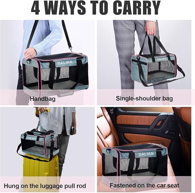 DALIAN Cat,Dog Soft-Sided Carriers,Cat Carrier Airline Approved Pet Carrier,Dog Carrier Soft-Sided Pet Travel Carrier Maximum Pet Weight 18 Pounds