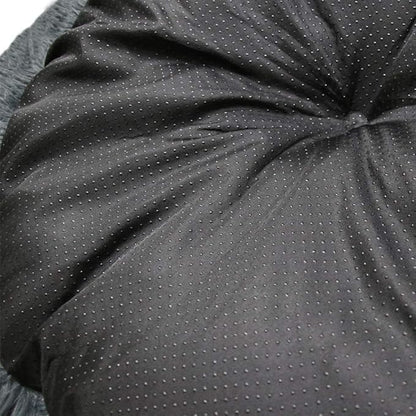 BODISEINT Faux Fur Dog Bed Cat Bed,Shag Round Anti-Anxiety Pet Calming Bed Doughnut Cuddler for Medium Large Puppy Dog Cat Kennel Cushion Self Warming Bed (28'' D x 8'' H, Dark Grey)