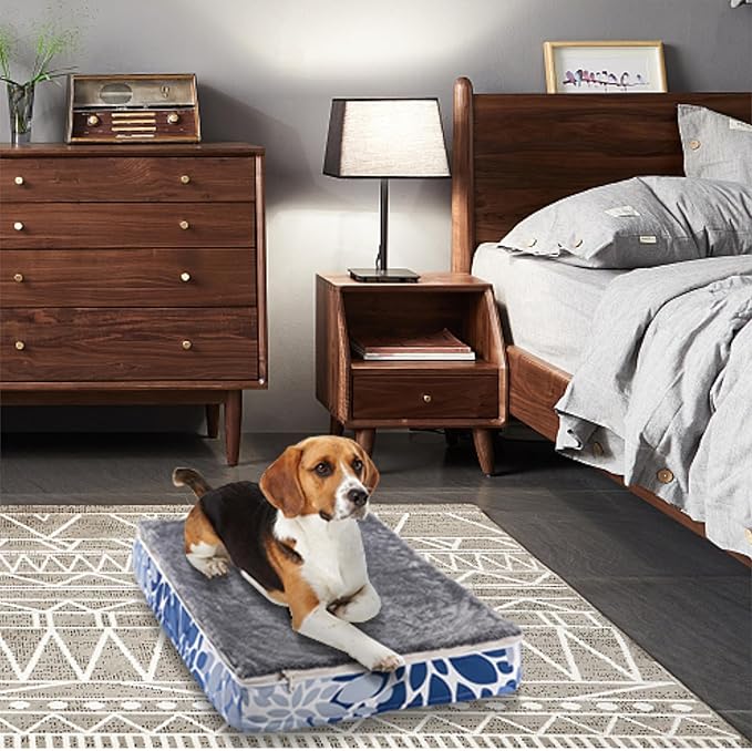 Dog Bed, Puppy Bed Dog Sleeping Mat Dogs Orthopedic Foam with Bolster Washable Pet Bed with Removable Cover