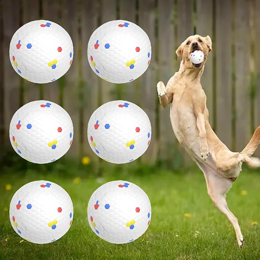 White 2.5 Inch Dog Ball Replacements for Automatic Ball Launchers - Durable Put Material, High-Bounce, Machine Washable - 6-Pack