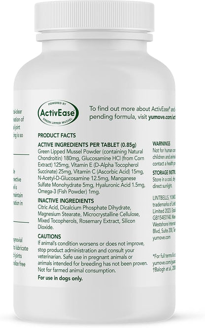 YuMOVE Young & Active Dog Tablets | Hip and Joint Supplement for Dogs with Glucosamine, Hyaluronic Acid, Green Lipped Mussel| Dogs Aged Under 6 | 60 Tablets