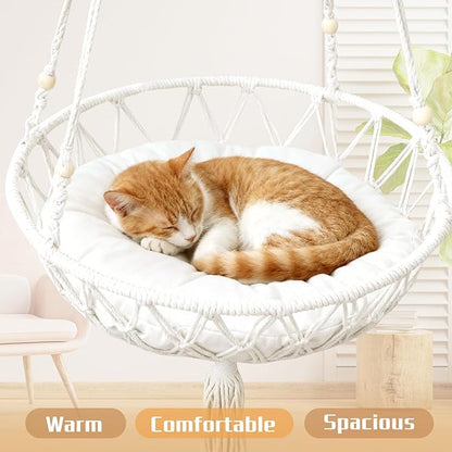 Cat Hammock Cat Window Perch, Bohemian-Style Hanging Basket Swing, Soft Pet Bed Cushion, Comfortable Window Kitty Bed, Perfect for Cats to Sunbathe, Take Naps, and Gaze Into the Distance 30*90CM